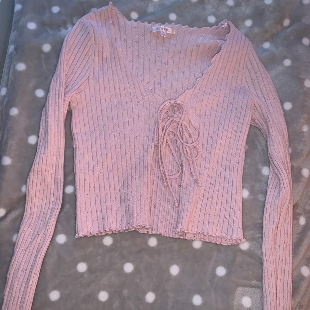 PacSun pink sweetheart tie up cardigan